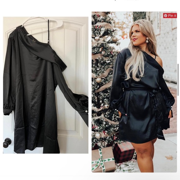 Impressions Dresses & Skirts - Impressions black satin dress